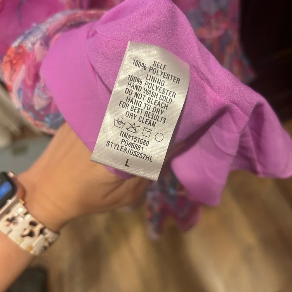 Shop Henly dress flowy smocked L shimmery purple semi-formal - Picture 8 of 8